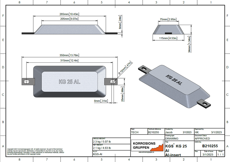 ألومنيود KGS © 25 - 265*115*34 al -reinforming