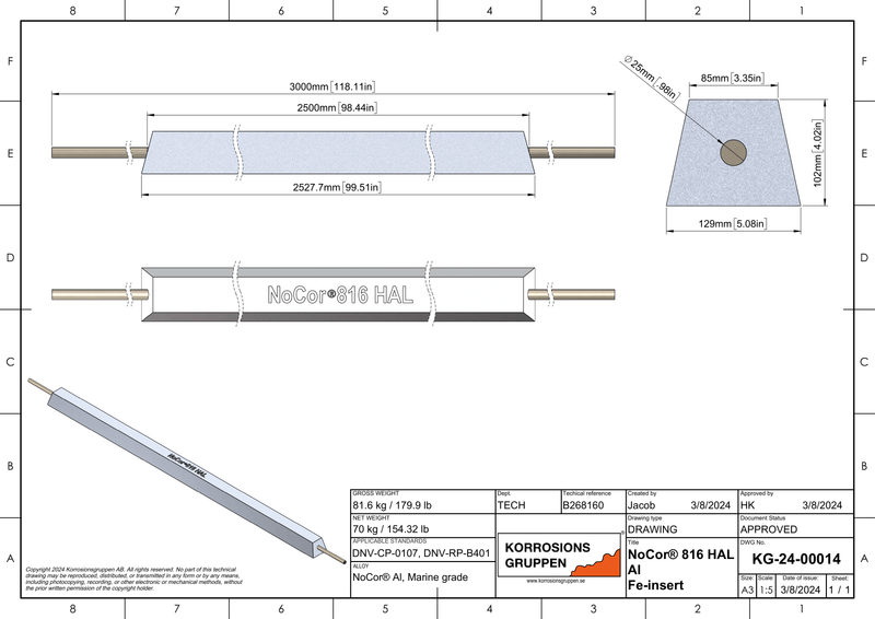 Drawing for Anode for Harbour B268160-1