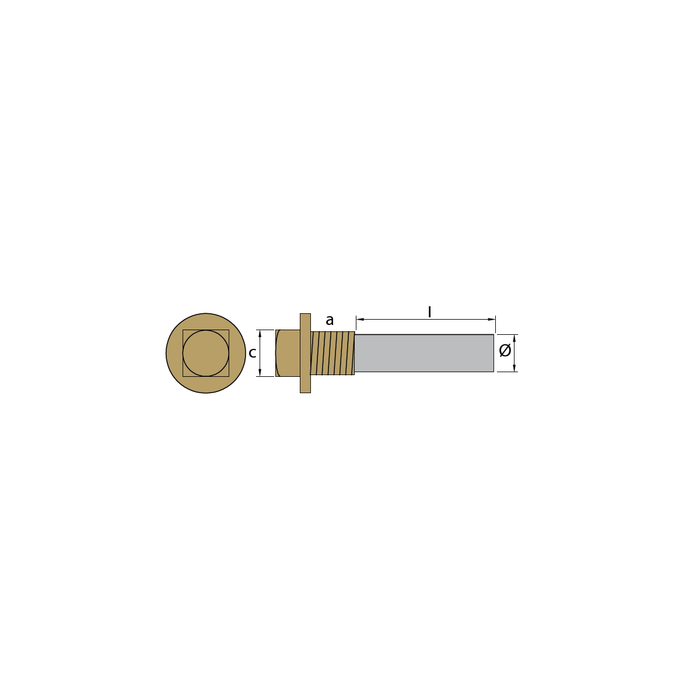 الزنك أنود فولفو بنتا، نوع قلم رصاص الأنود Ø26 - L 40 - مع المكونات النحاسية ال. 1 '' الغاز (BSPP)، VP823661