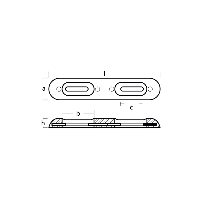 Aluminiumanod Fairline, 320*65*35mm, c-c 160mm - AnodeFactory