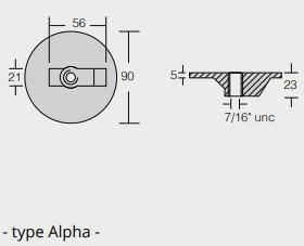Ritning på Zinkanod Mercury/Mercruiser typ Alpha, motoranod, M76214-5, 0.311KG/0.69LB, R800820
