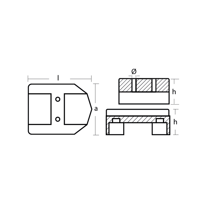 Ritning på Zinkanod Mercury/Mercruiser typ F.BB/E.B, motoranod, M821631, 0.846KG/1,87LB, R800806bis - AnodeFactory