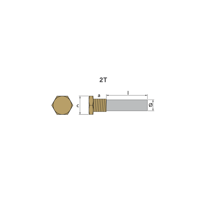 Zinkanod Caterpillar, motor, pencil anod komplett med mässingsplugg th.3/8''GAS(bspt) - AnodeFactory