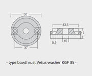 Ritning på Zinkanod Vetus, bowthrust-washer KGF 35, motor, R803506, 0.149KG - AnodeFactory