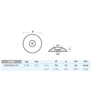 Aluminiumanod roder - Ø=70mm, 0.08KG - AnodeFactory