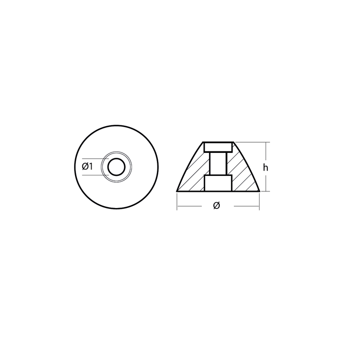 Aluminiumanod Sidepower - Sleipner propeller nut Ø25.6 H.15.2, 31180 - AnodeFactory